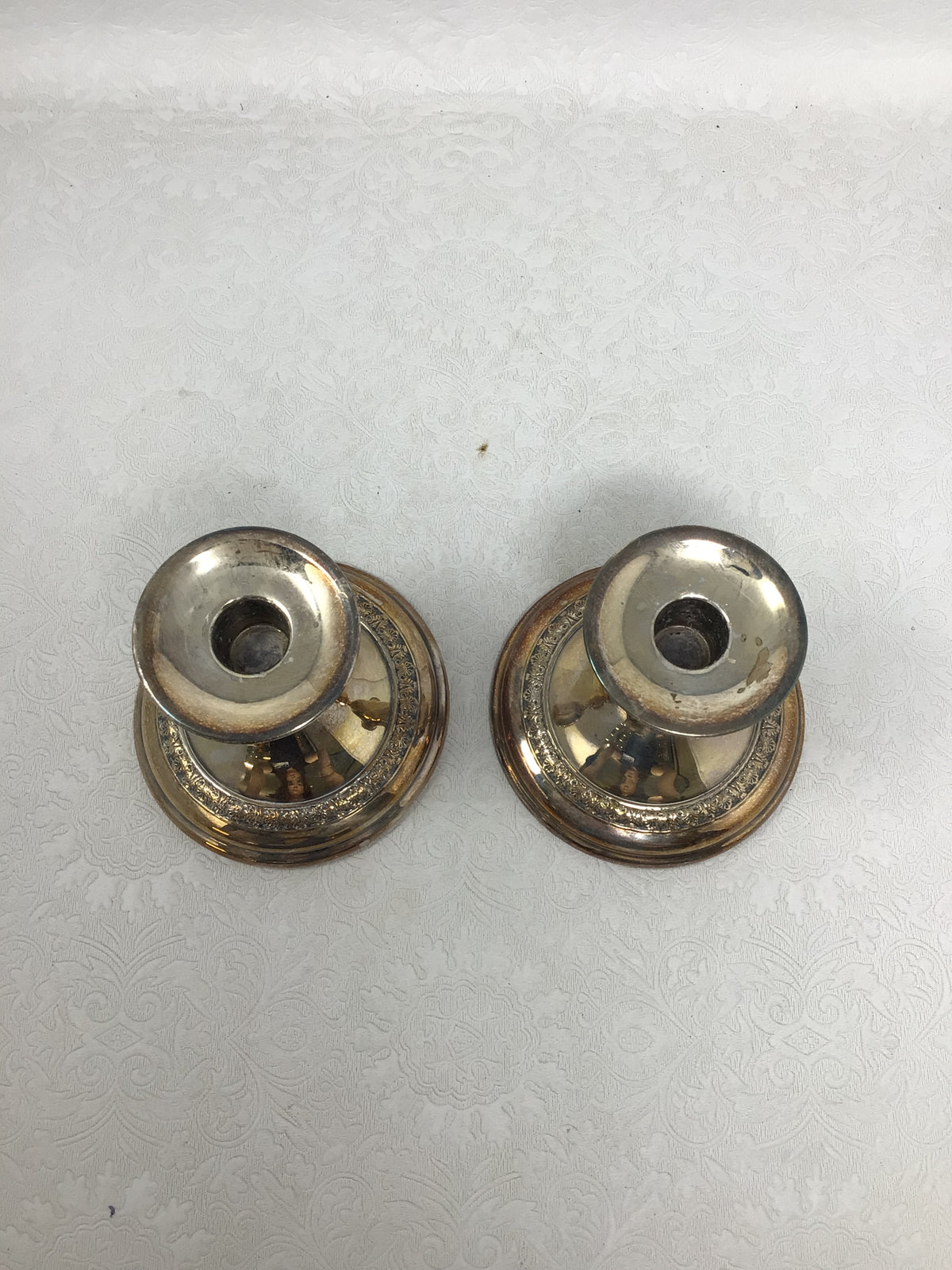 Pair of Vintage Short-Profile Candlestick Holders