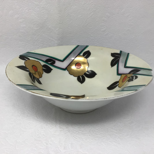 Handpainted White and Gold Bowl