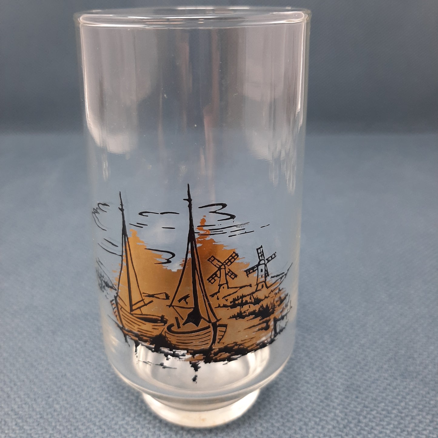 Mid Century European Cityscape Footed Tumblers
