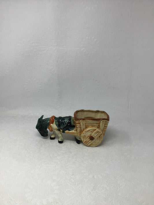 Ceramic Donkey and Cart Planter