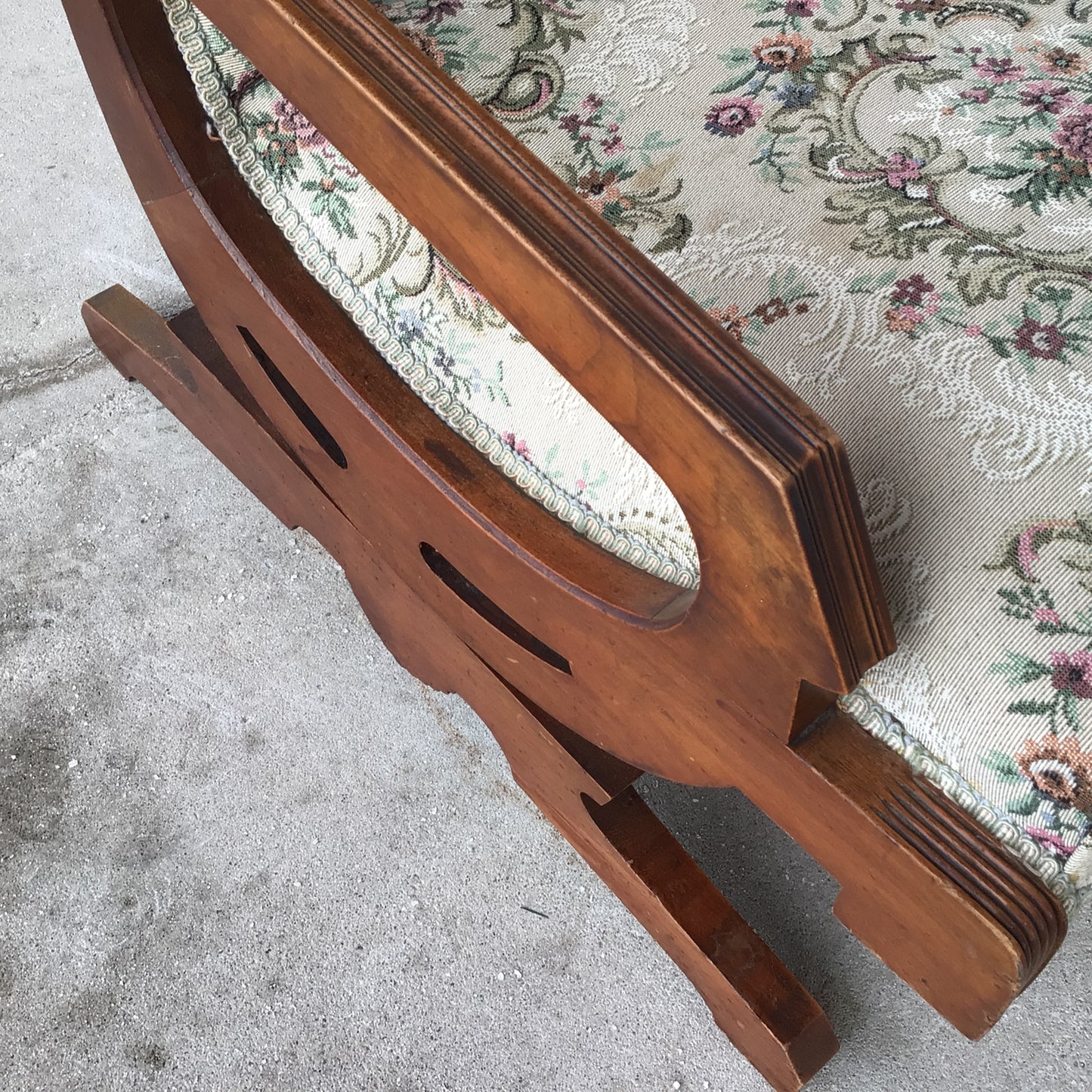 Vintage Floral Cushioned Wooden Rocking Chair