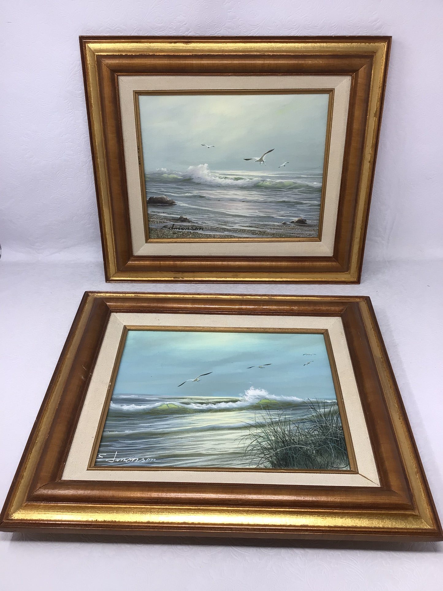 Set of 2 Seascape Framed Oil Paintings