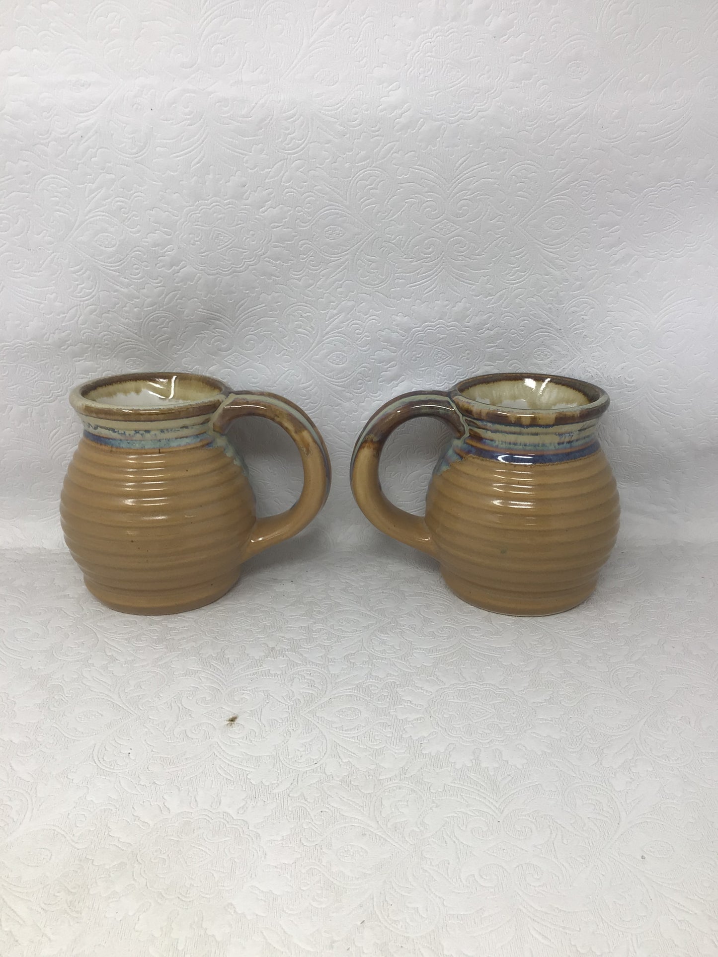 Set of 2 Handmade Stoneware Pottery Mugs