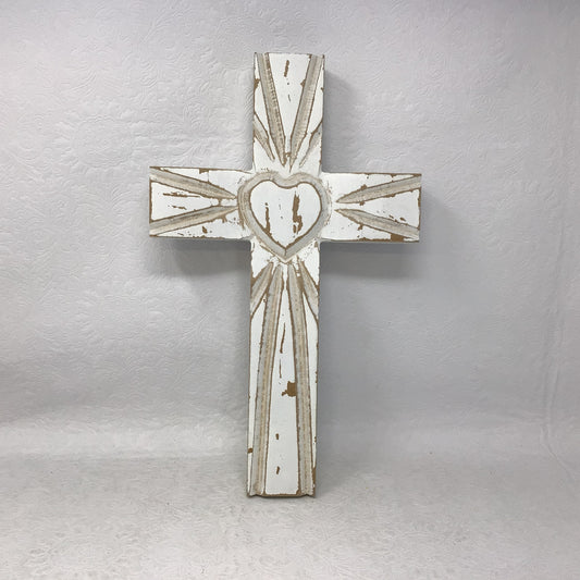 Rustic Wooden Whitewashed Cross