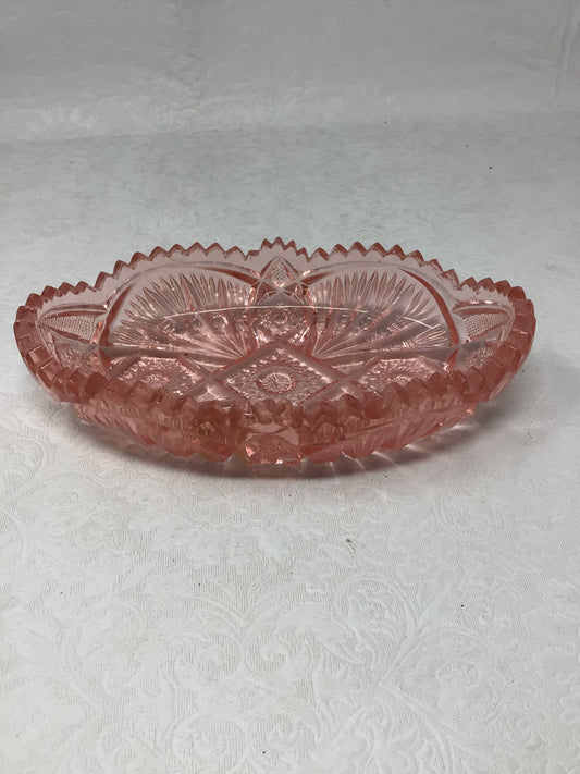 Vintage Imperial Glass Pink Sawtooth Candy Dish