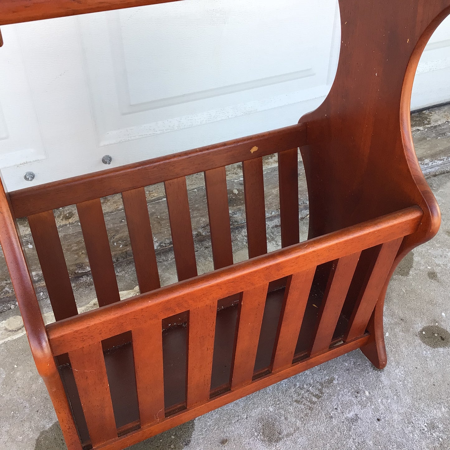 Vintage Red Wood Magazine Holder Side Table