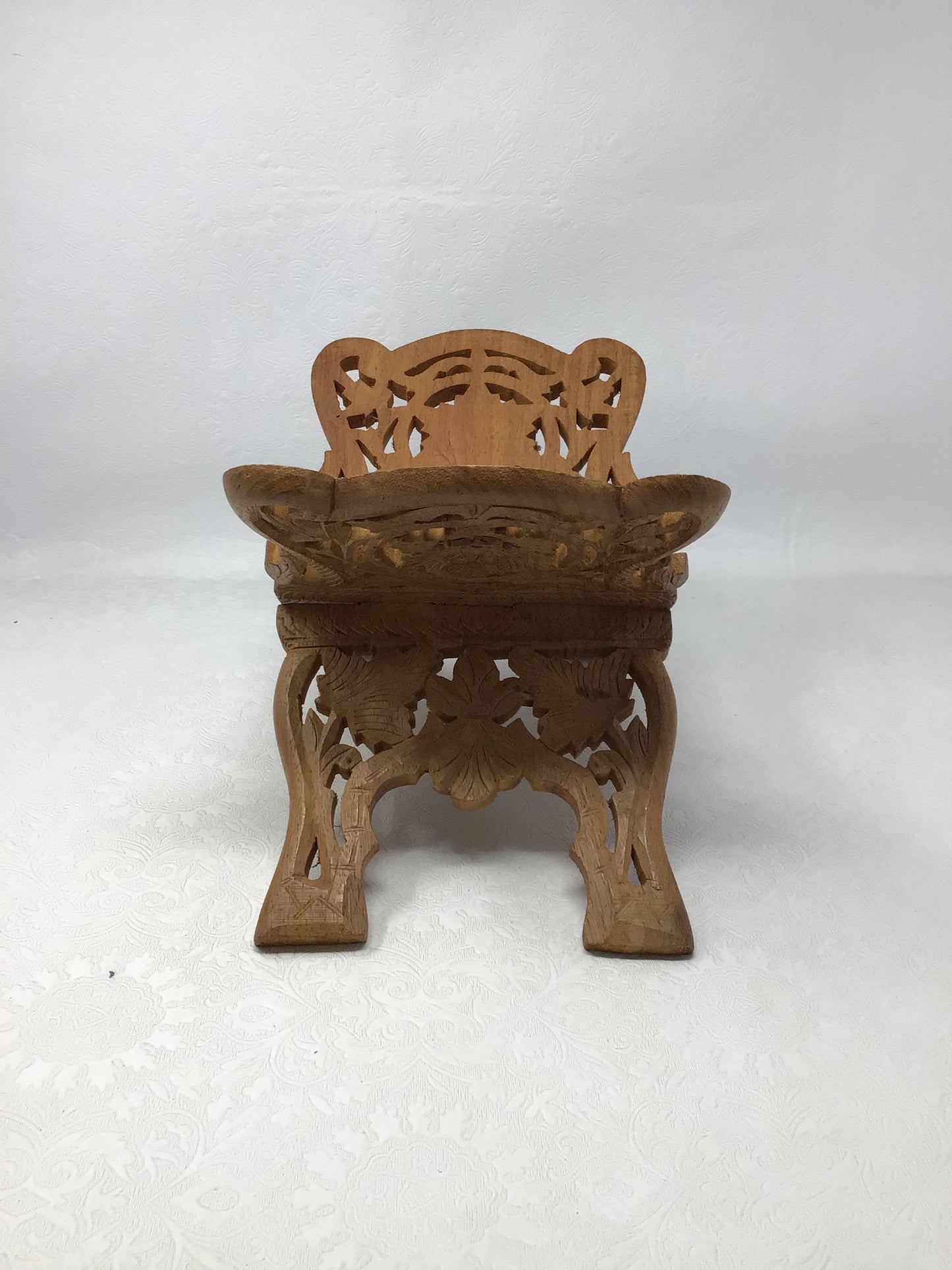 Traditional Hand-Carved Wooden Folding Book Stand