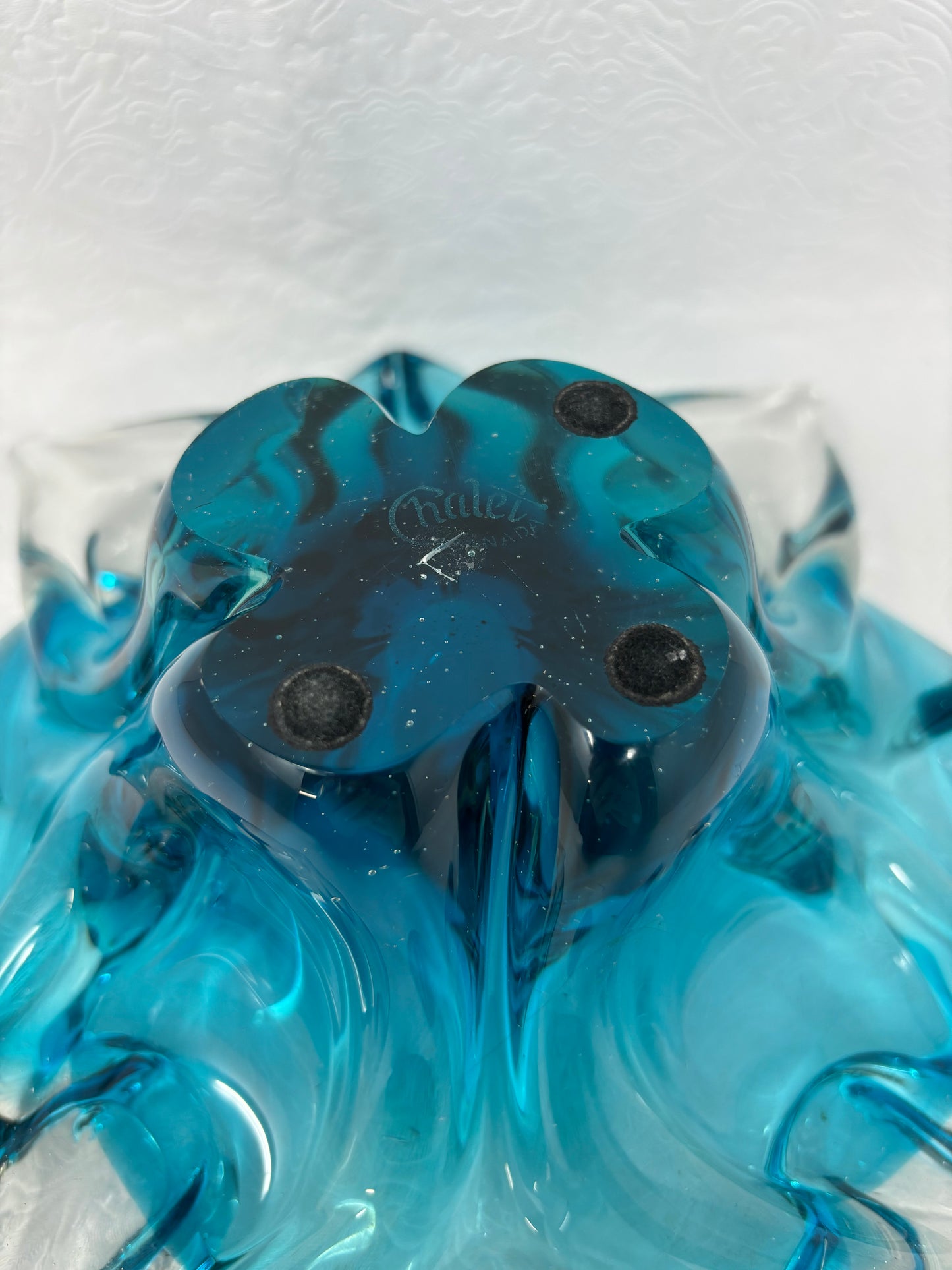 Chalet Canada Blown Glass Blue Dish