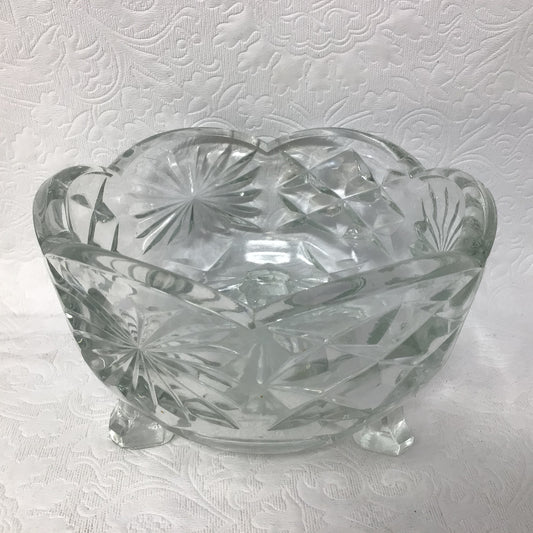 Vintage Pressed Glass Footed Sugar Bowl