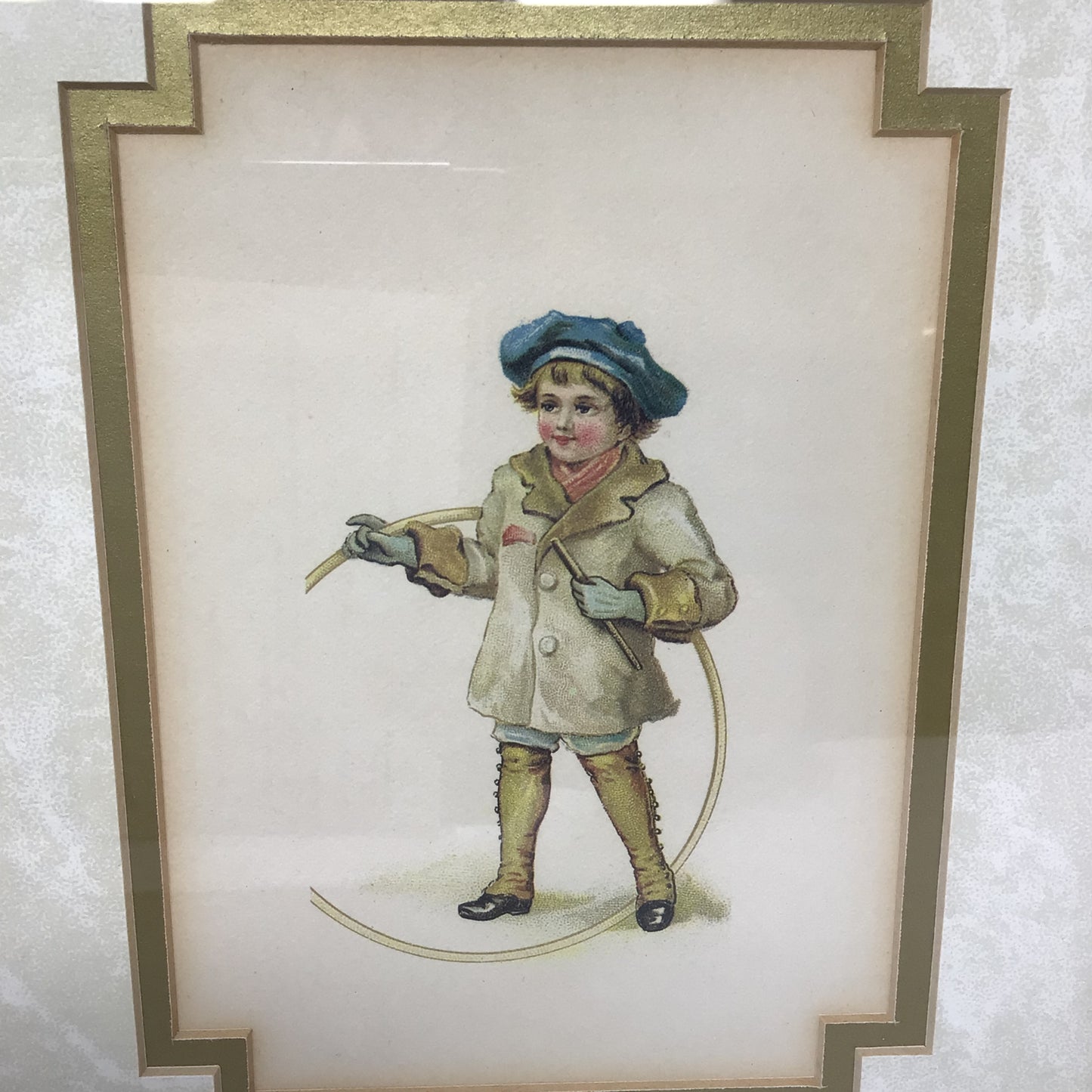 Vintage Framed Print “ Boy with Hoop”