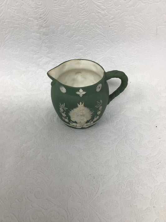 Schafer & Vater Queen Elizabeth Green Jasperware Creamer