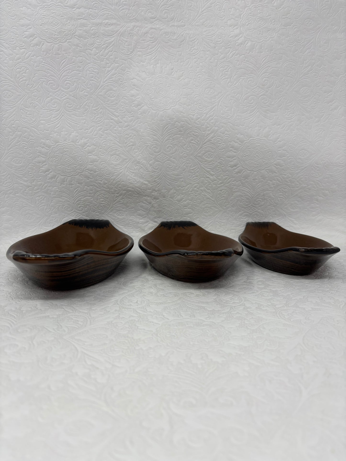 Set of 3 Brown Ceramic Dishes