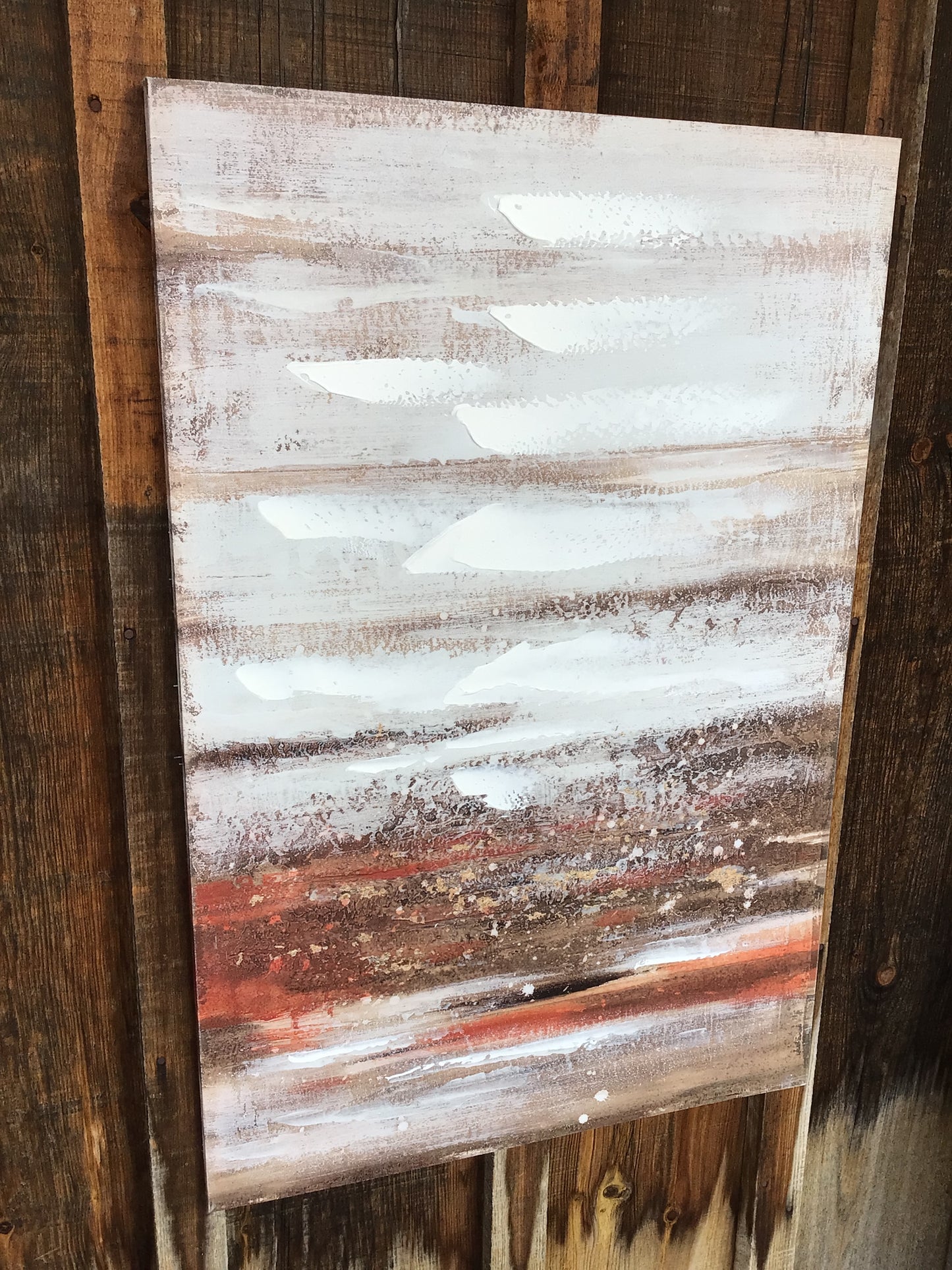 Brown and Red Abstract Canvas Art