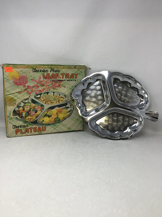 Chrome Plate Leaf Tray - Set of 2