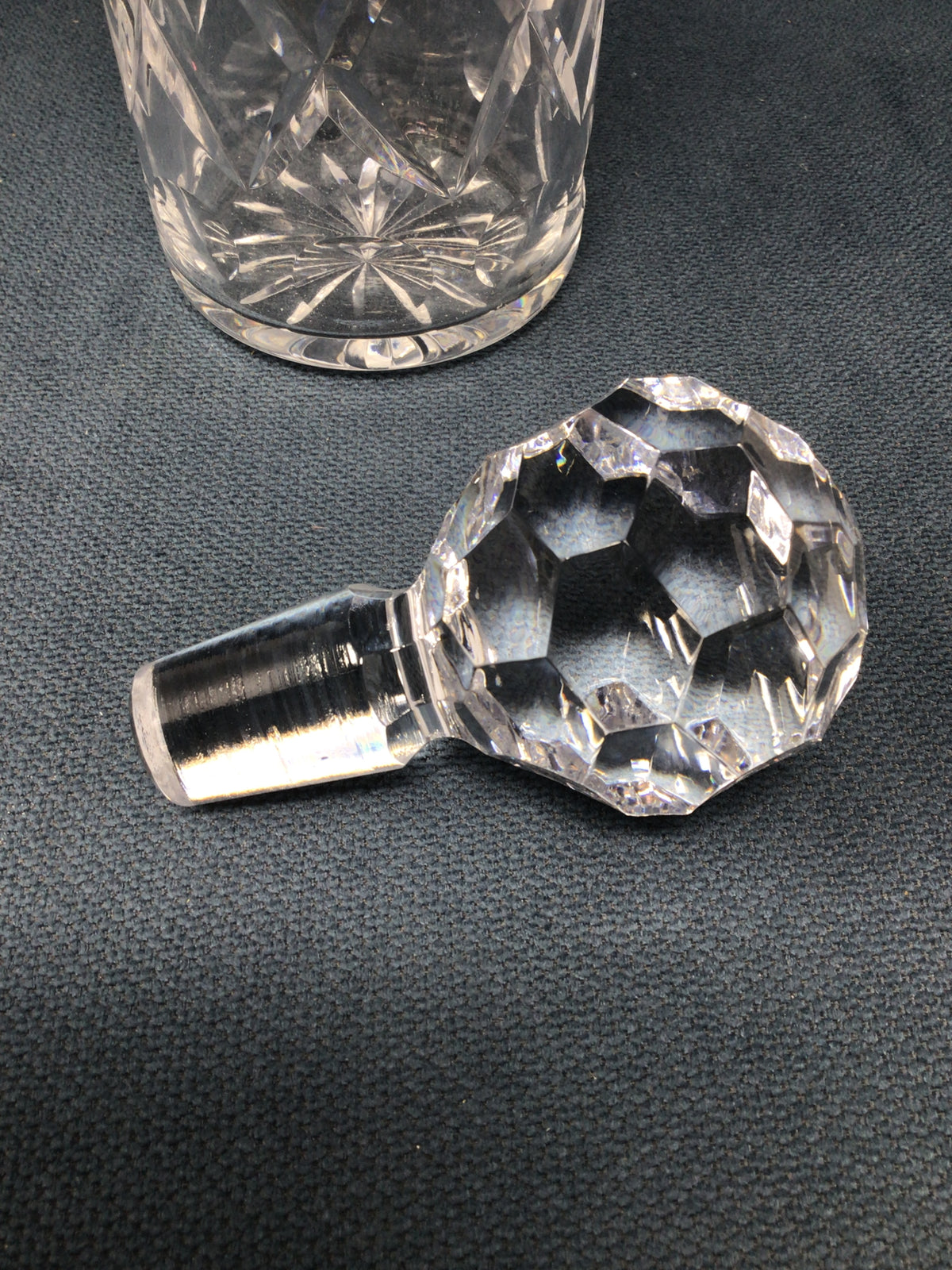 Cut Crystal Decanter with Hexagon Orb Lid