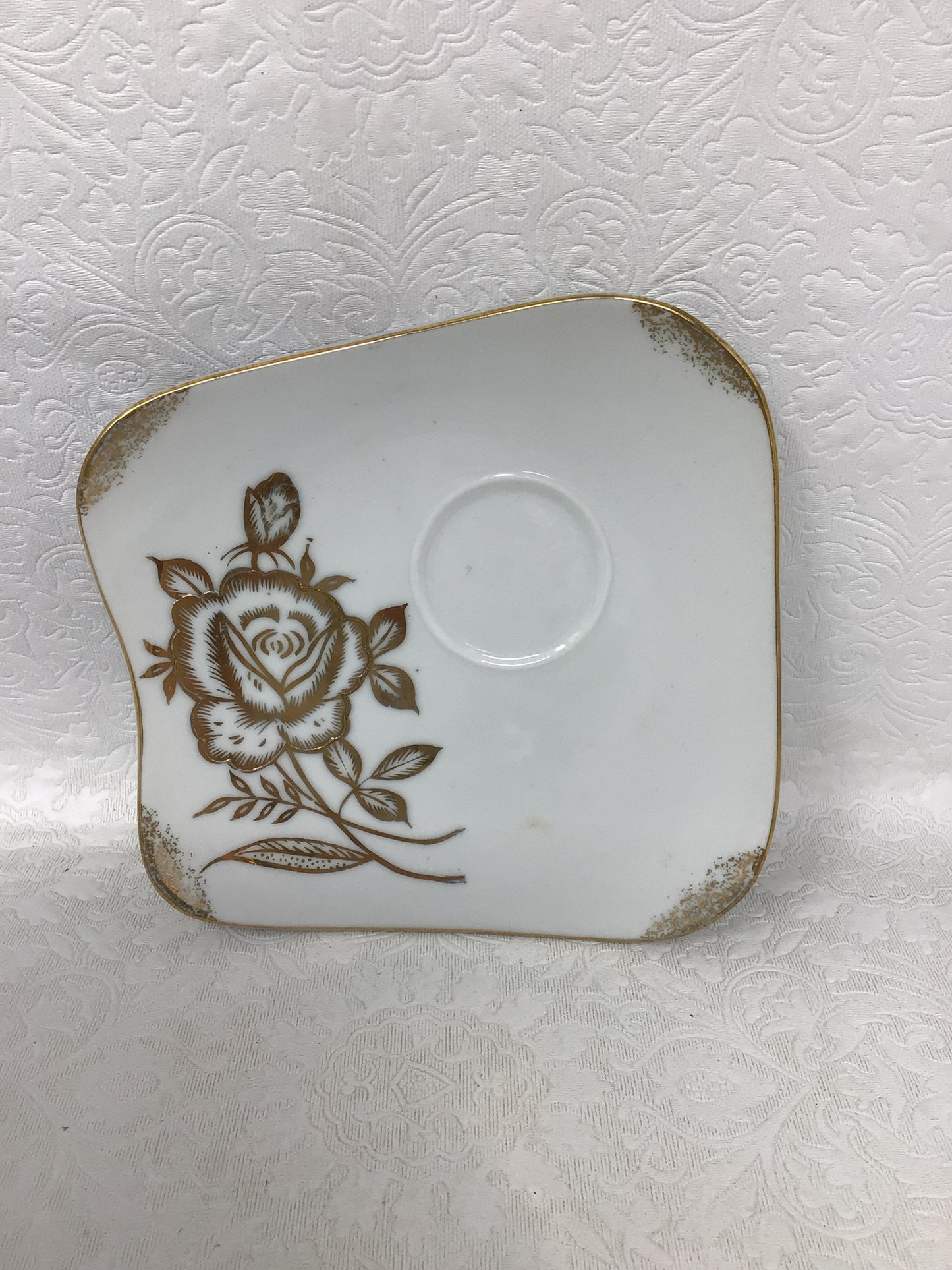 Vintage Oakwood White Porcelain Set, 4 Teacups & 4 Dessert Plates