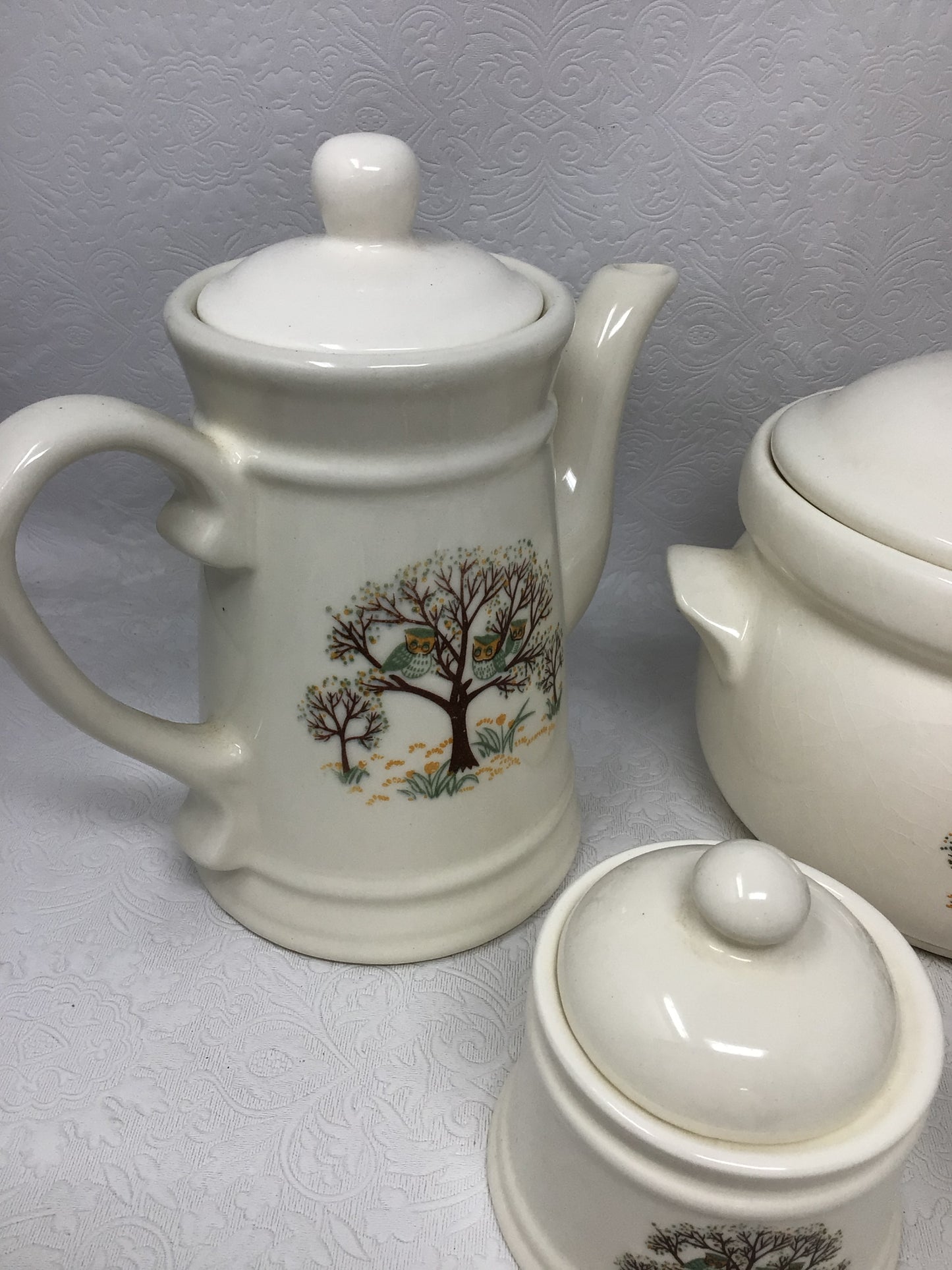 1970s Owl and Tree Tea Set