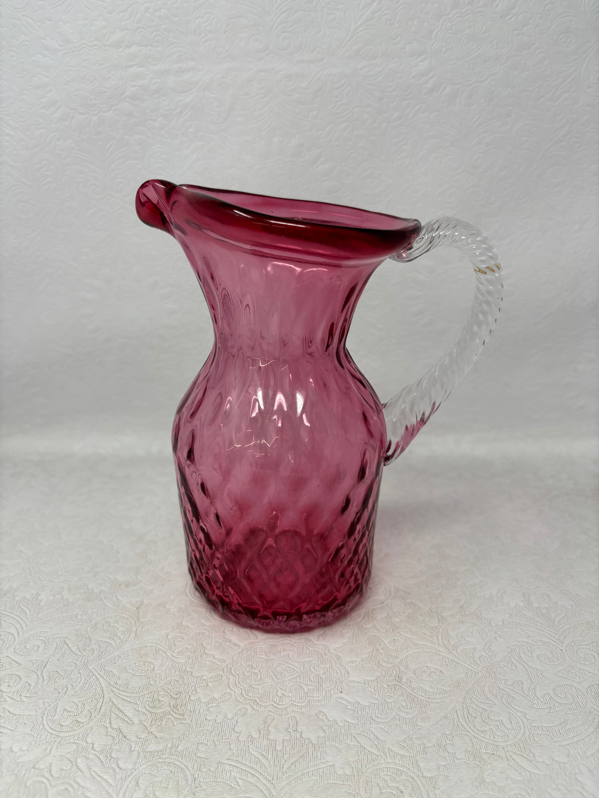 Handblown Cranberry Glass Pitcher