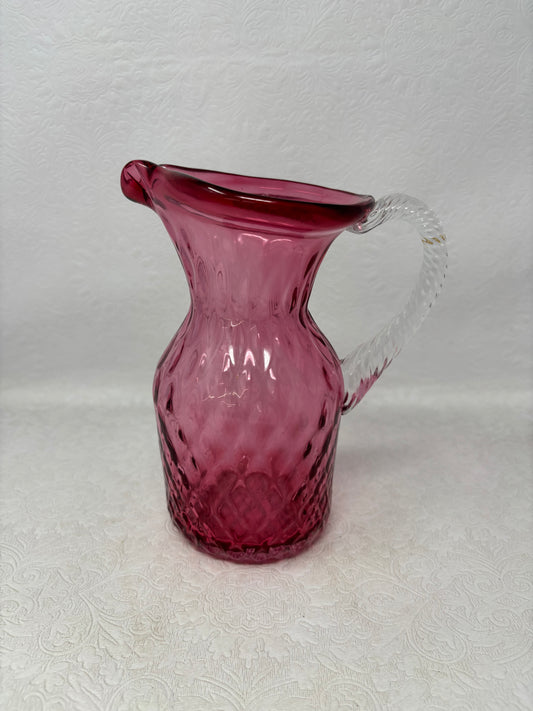 Handblown Cranberry Glass Pitcher