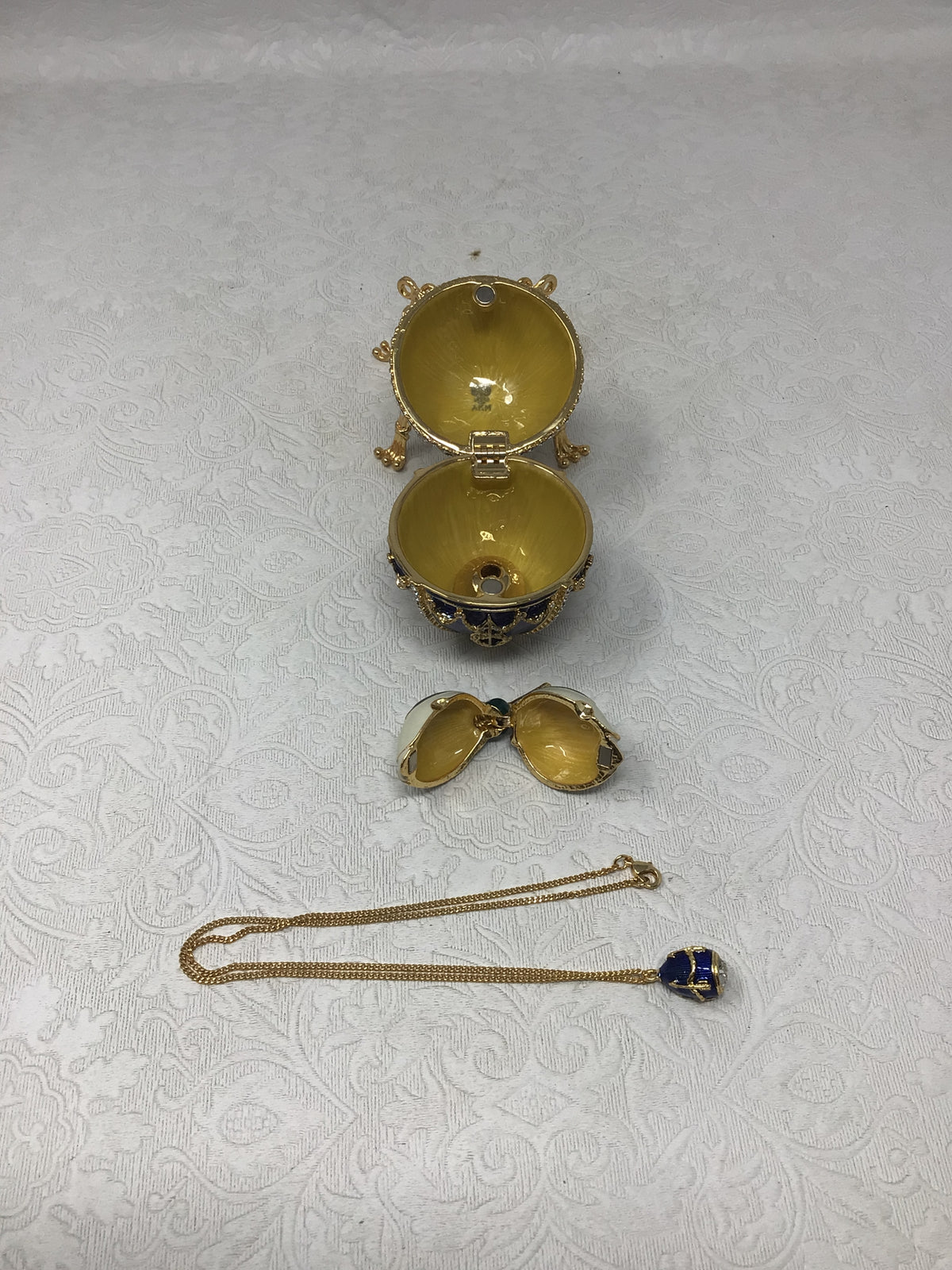 Blue and Gold Fabergé-Style Decorative Trinket Box