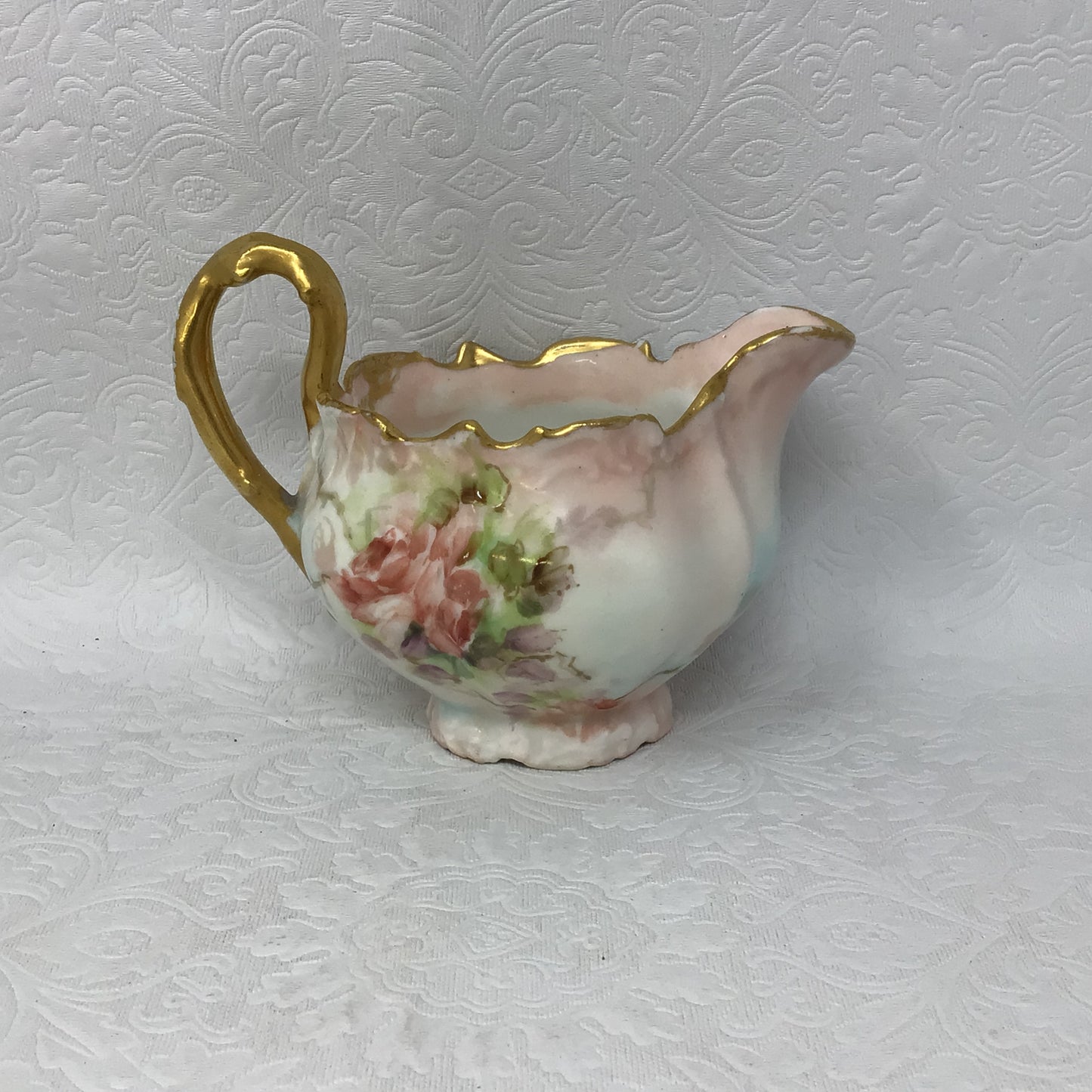 Antique Limoges France Porcelain Creamer With Floral Design