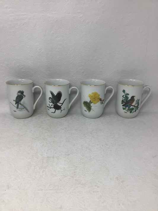 Set of 4 Vintage Viletta Glen Loates Bird Mugs
