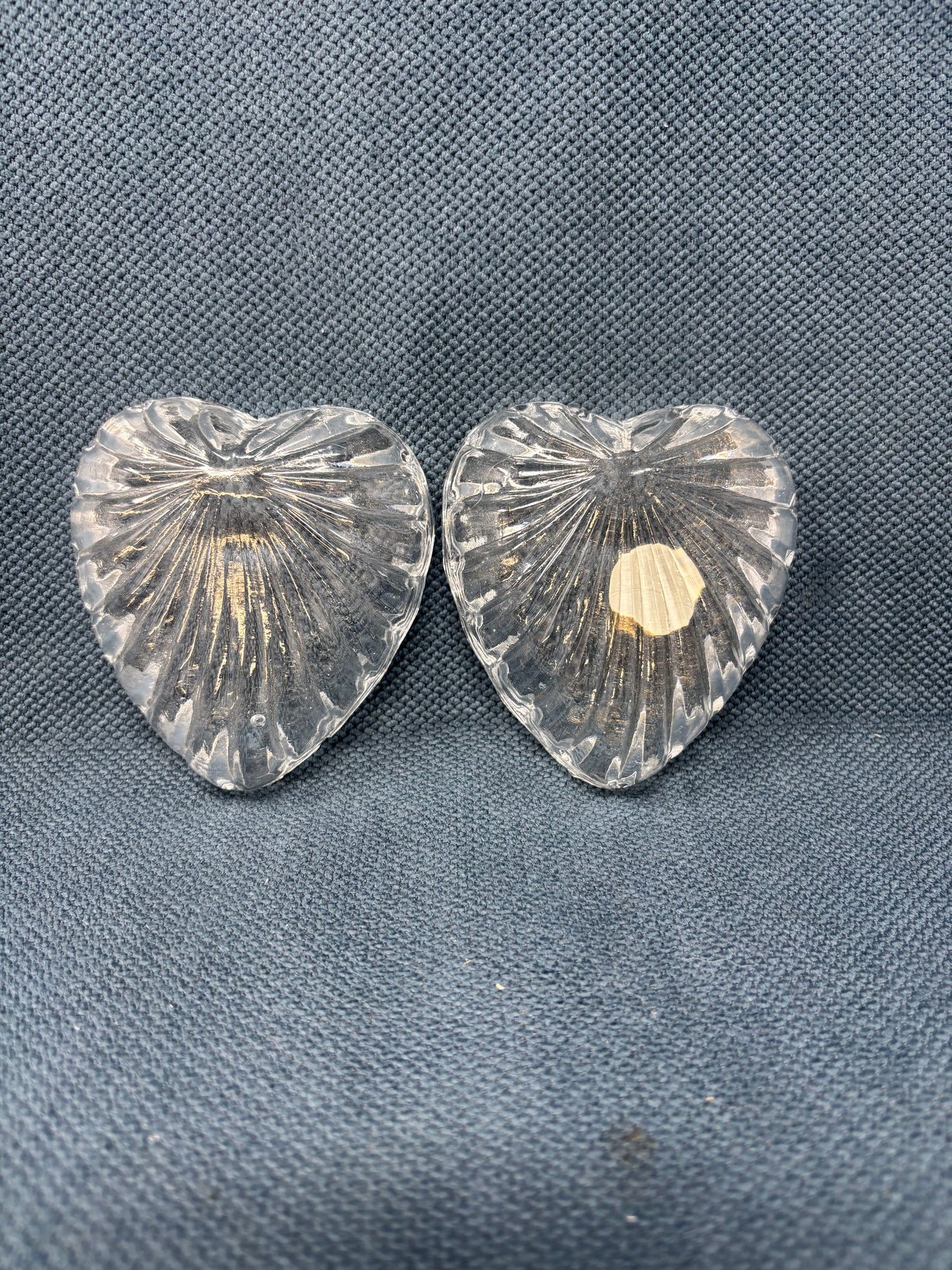 Set Of Crystal Clear Lead Crystal Heart Dishes