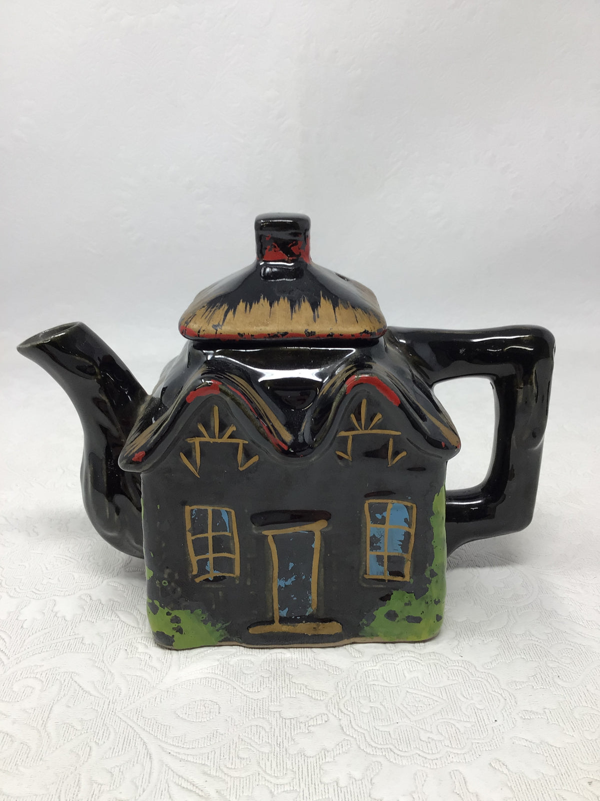 3 Piece Black Cottage Tea Set