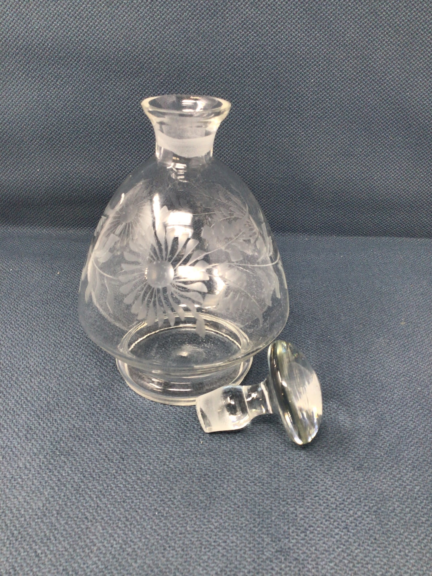 Czechoslovakia Floral Glass Decanter
