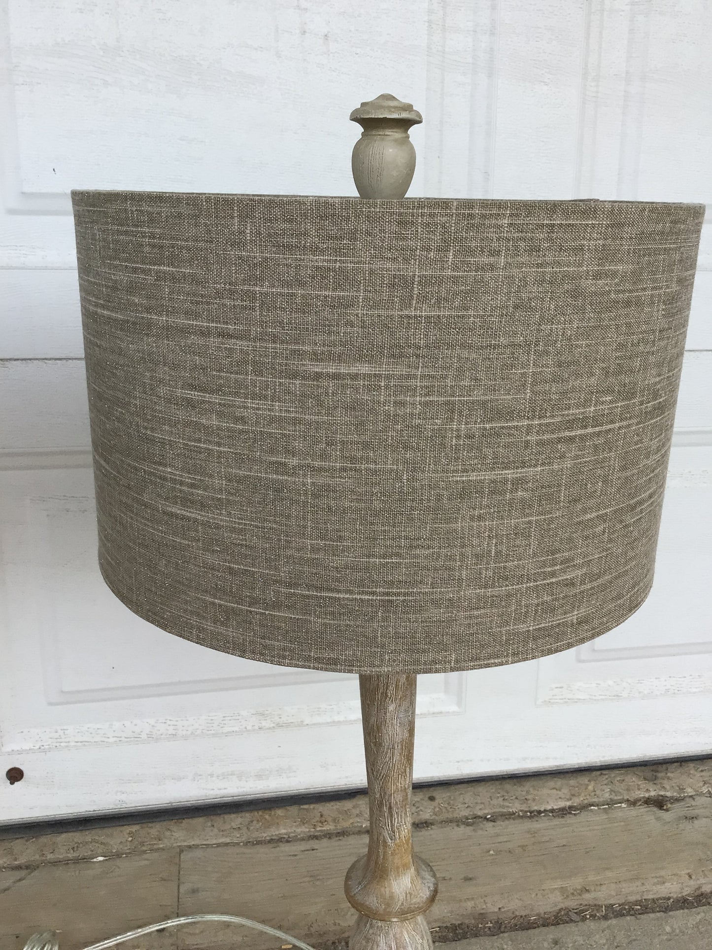 Wooden Lamp with Sparkly Shade