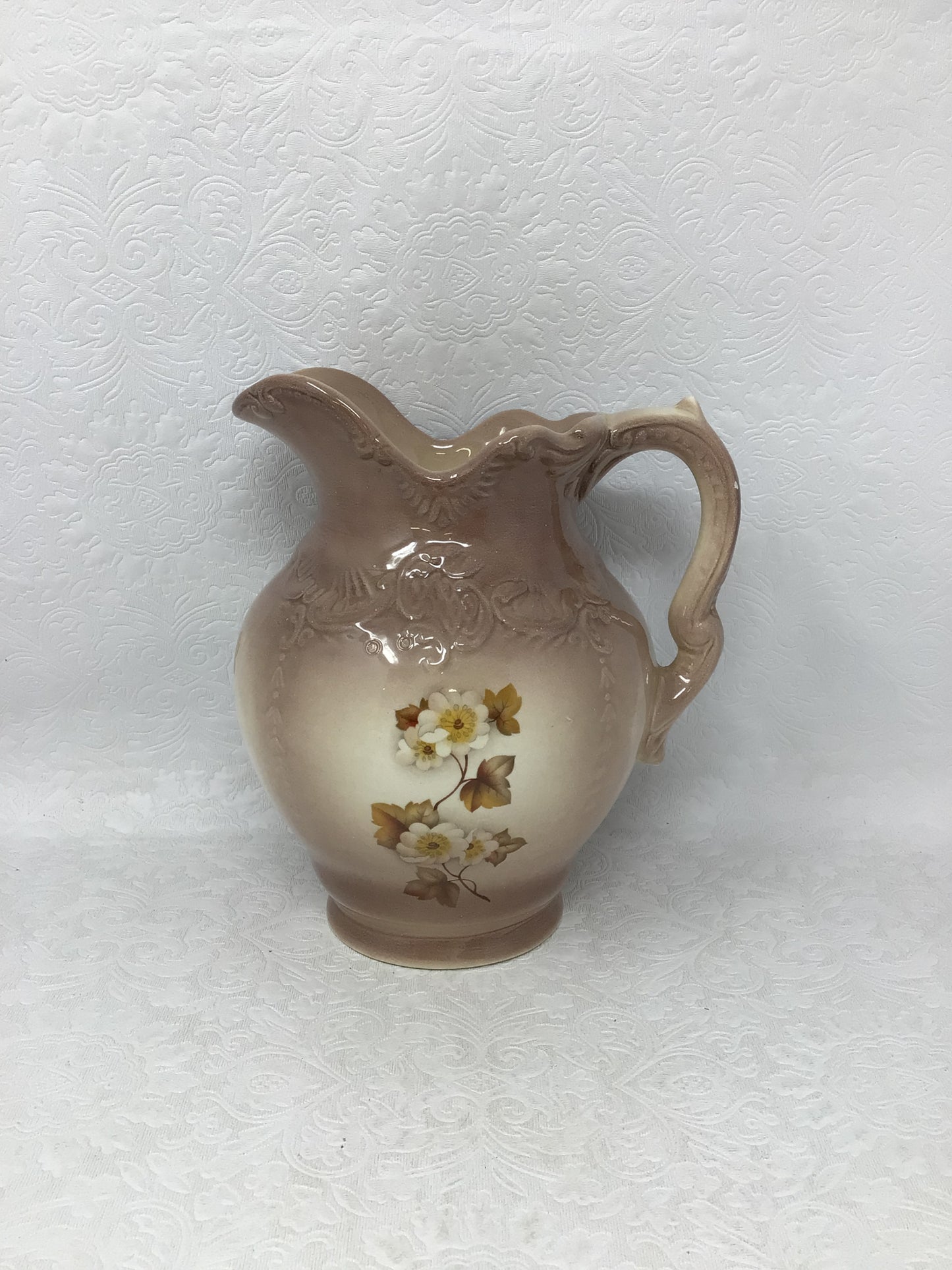 Taupe Colour Floral Water Pitcher and Wash Basin