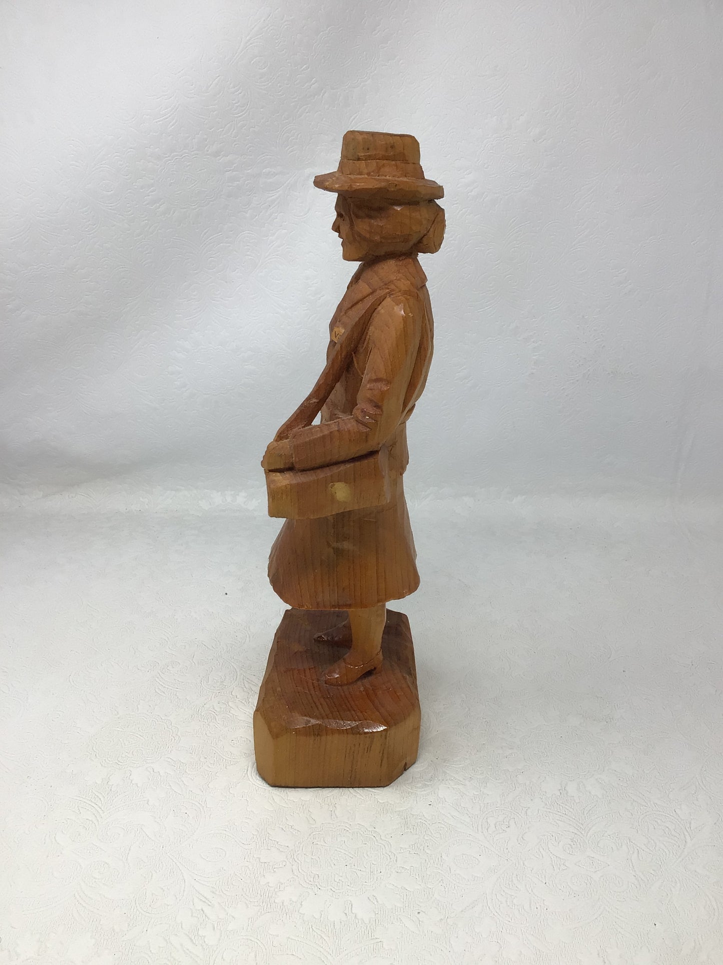 Vintage Hand-Carved Wooden Figurine of An Old Woman