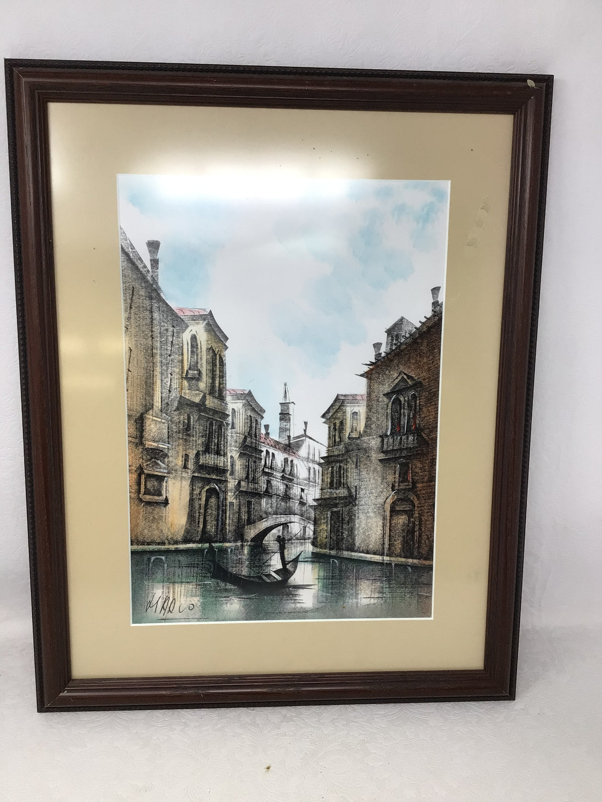 Framed and Matted Print “The Venice Canal”