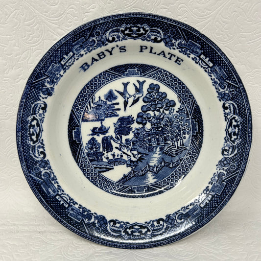 Old Willow English Delft Blue “Baby’s Plate”