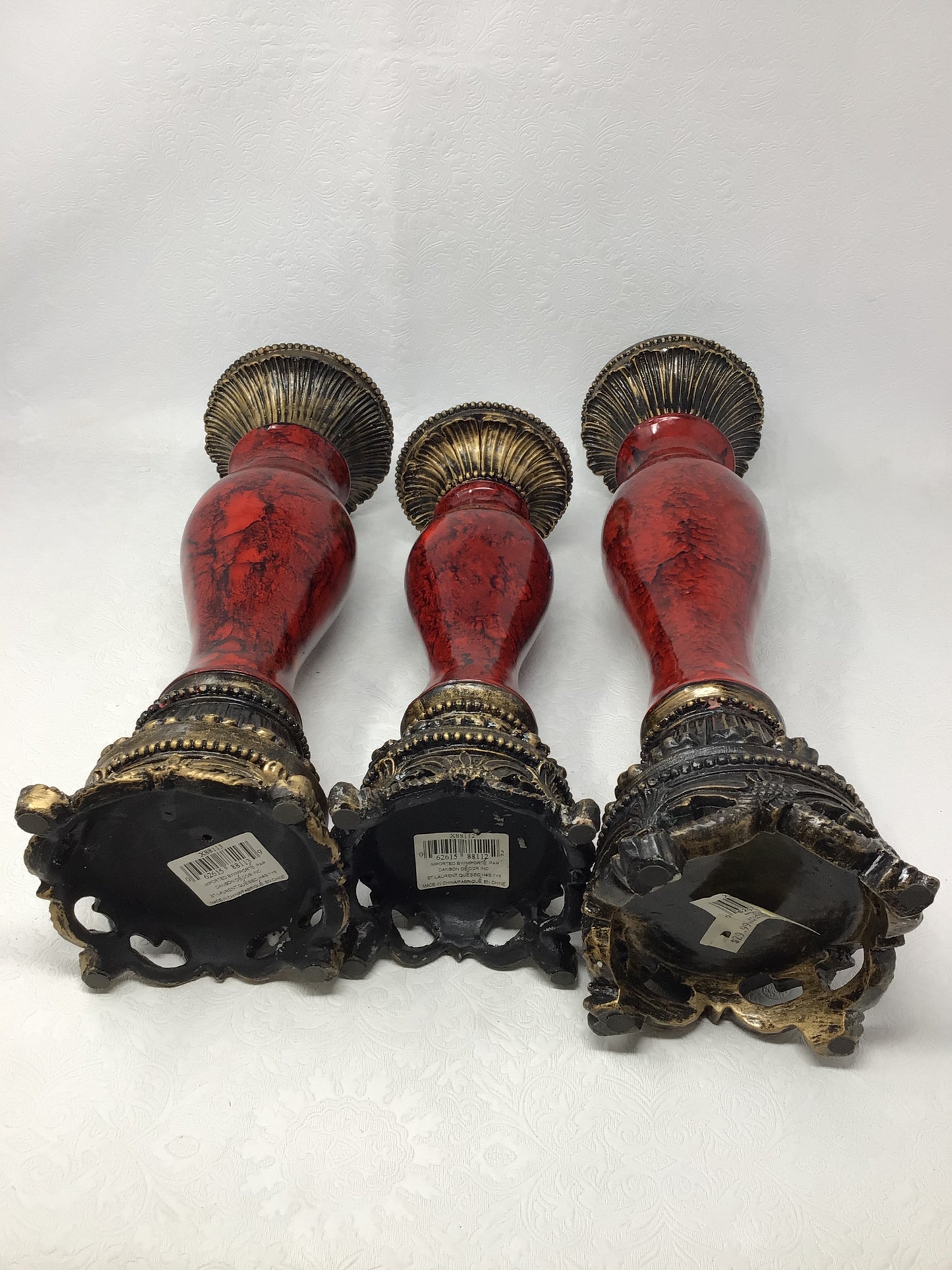 Three Baroque-Style Pillar Candle Holders