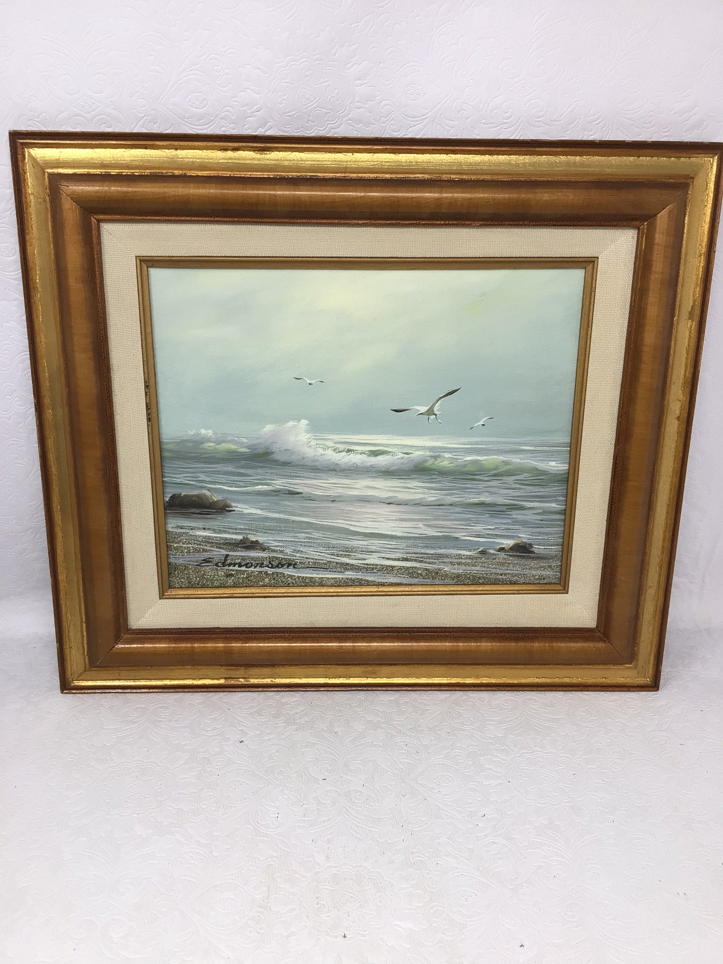 Set of 2 Seascape Framed Oil Paintings