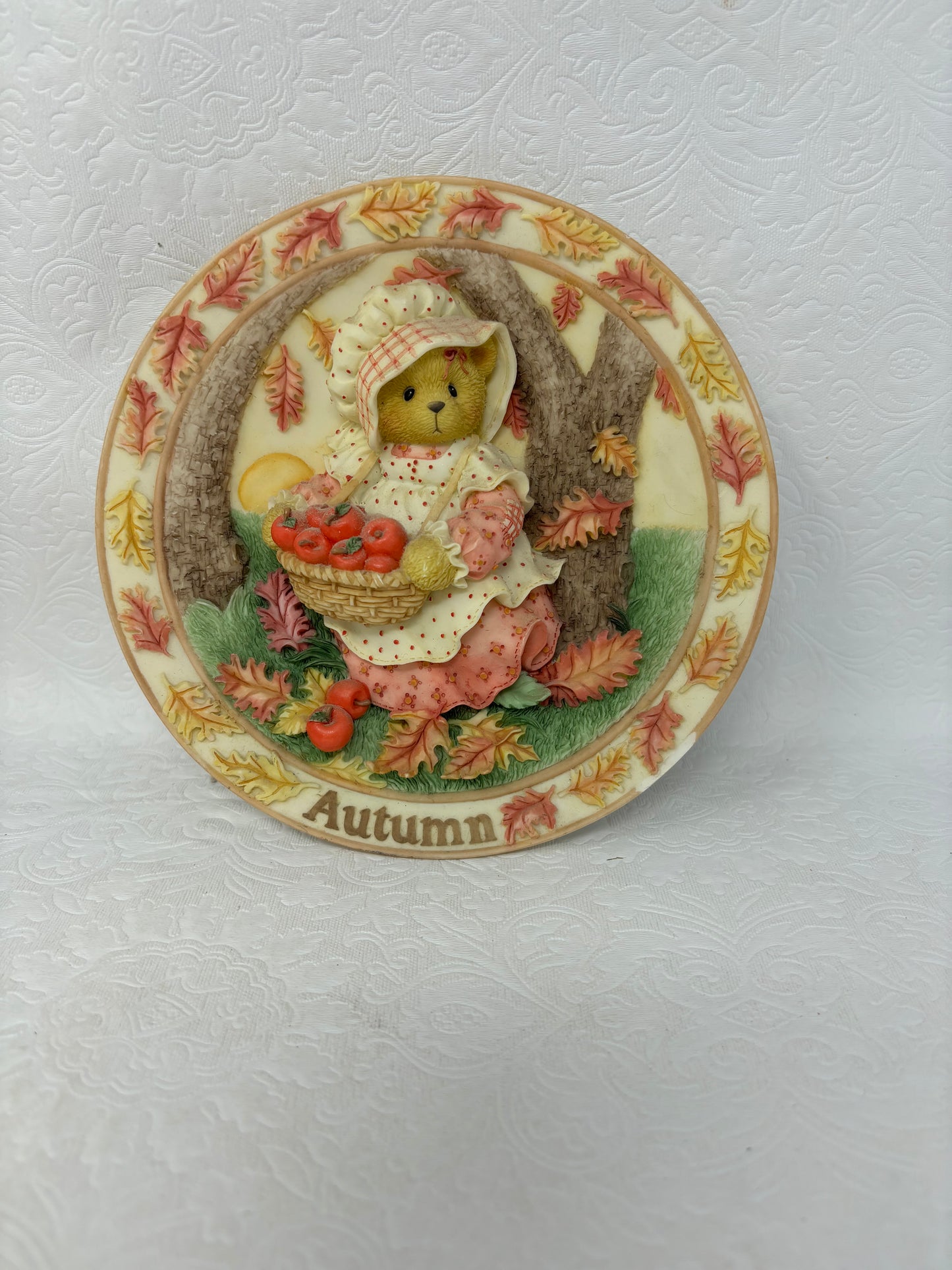 Vintage 1996 Cherished Teddies Four Season Set Of 2 Numbered Plates