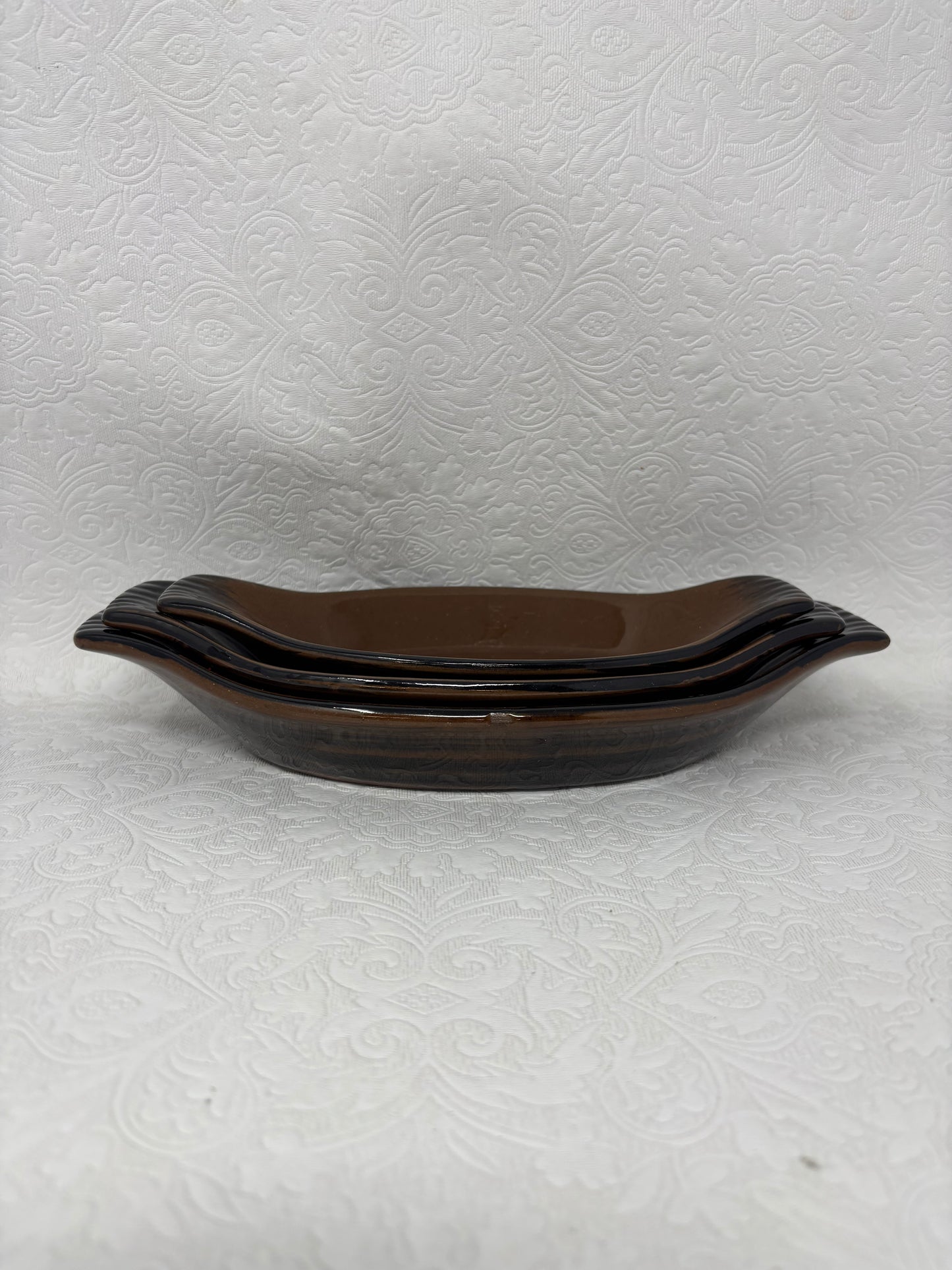 Set of 3 Brown Ceramic Dishes