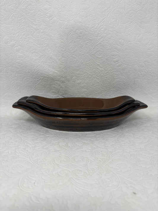 Set of 3 Brown Ceramic Dishes