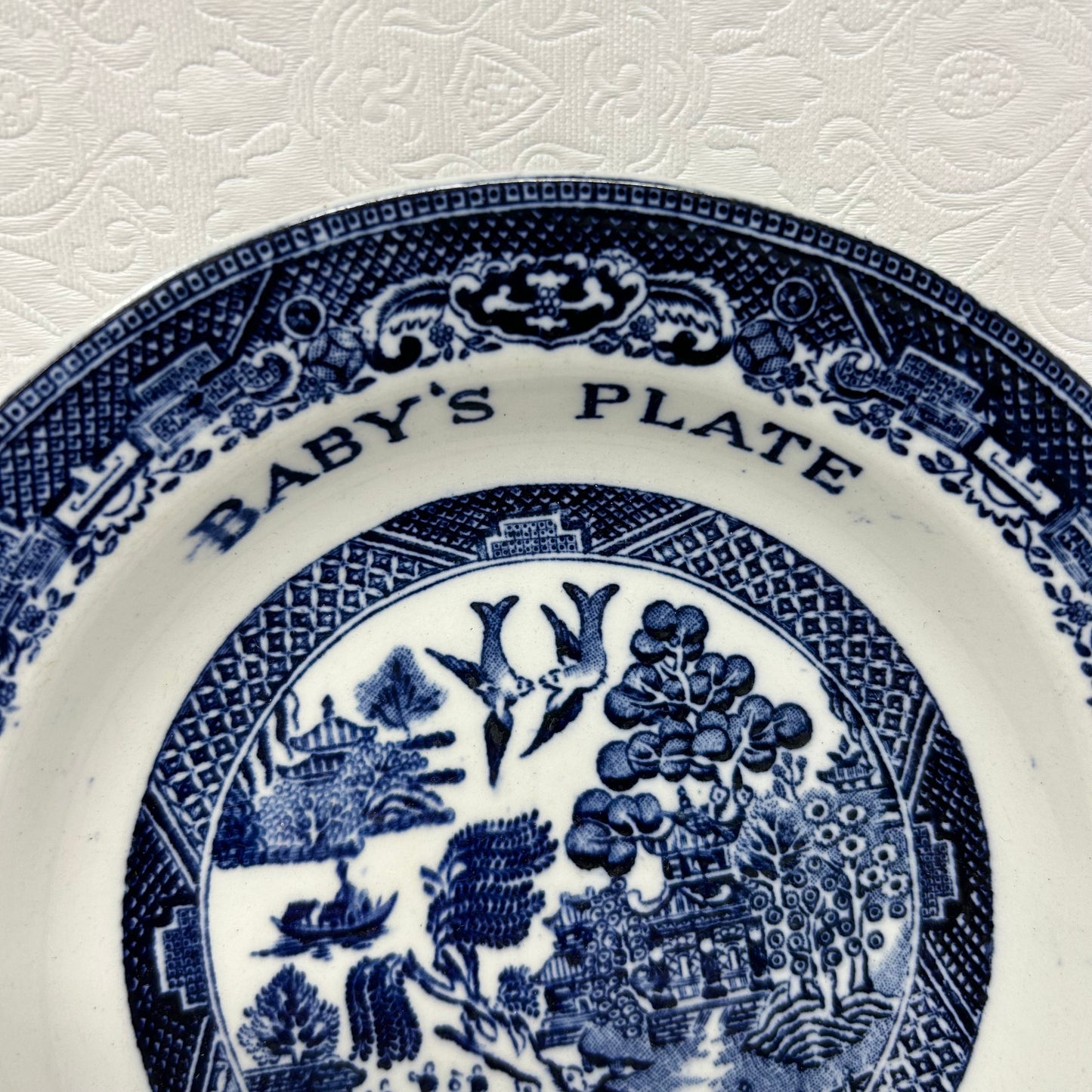 Old Willow English Delft Blue “Baby’s Plate”