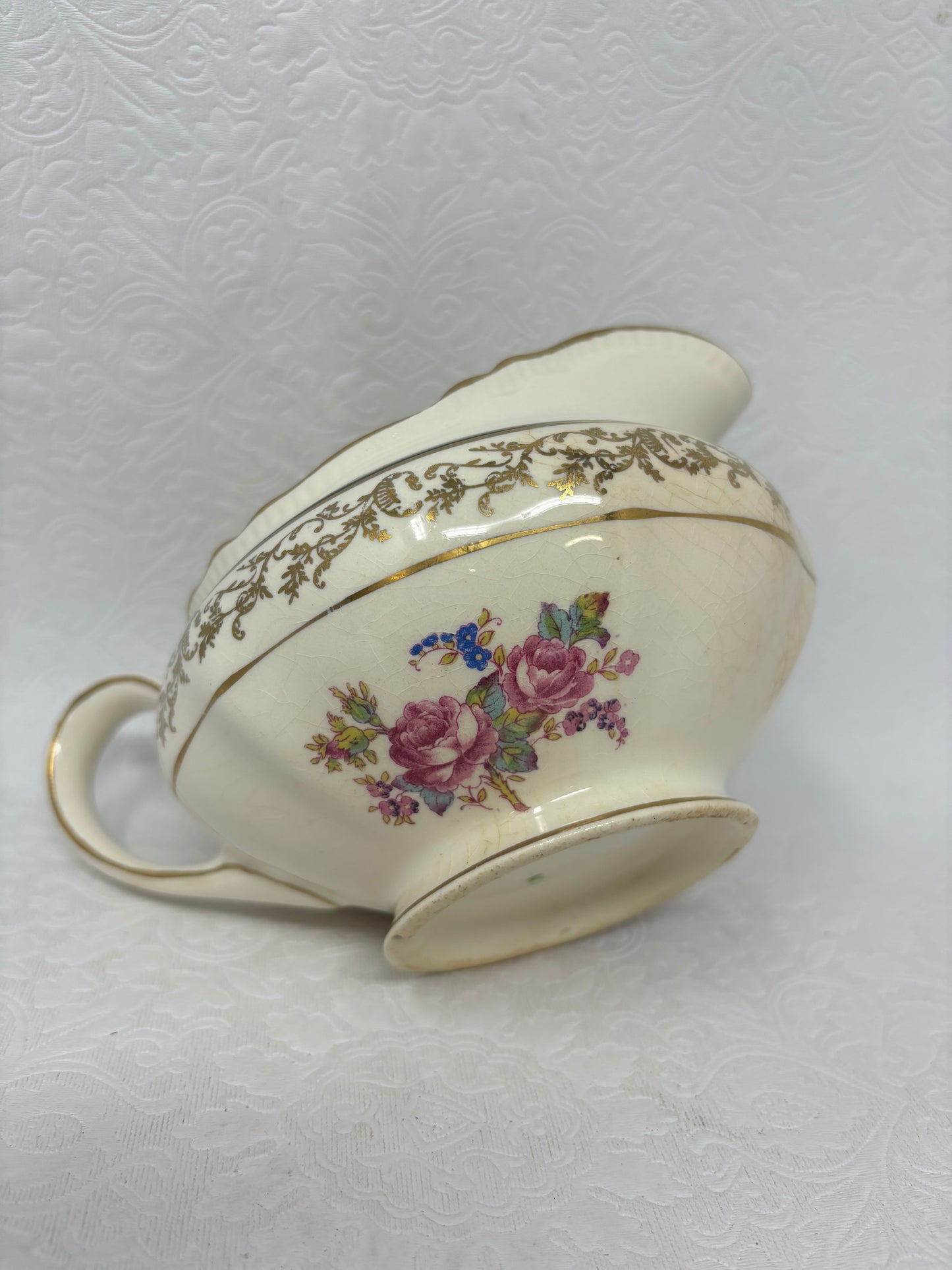 Vintage Pottery Gravy Boat Or Creamer Jug