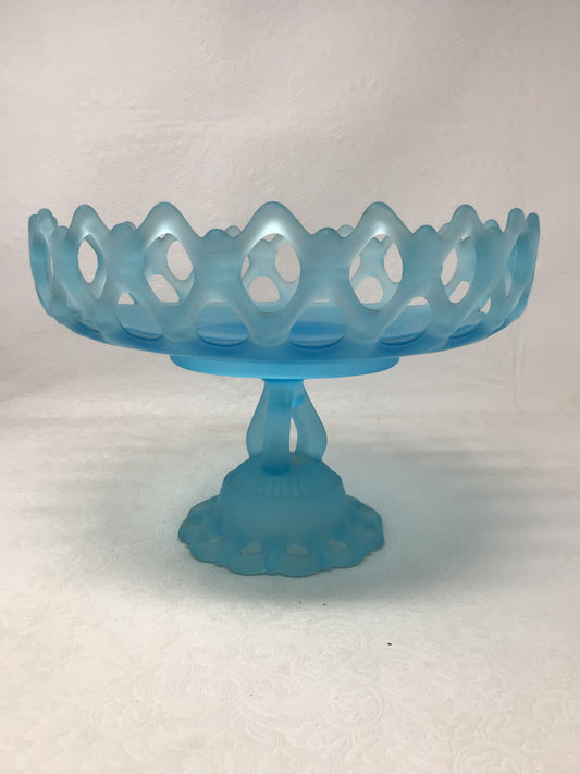 Westmoreland frosted blue satin glass compote.