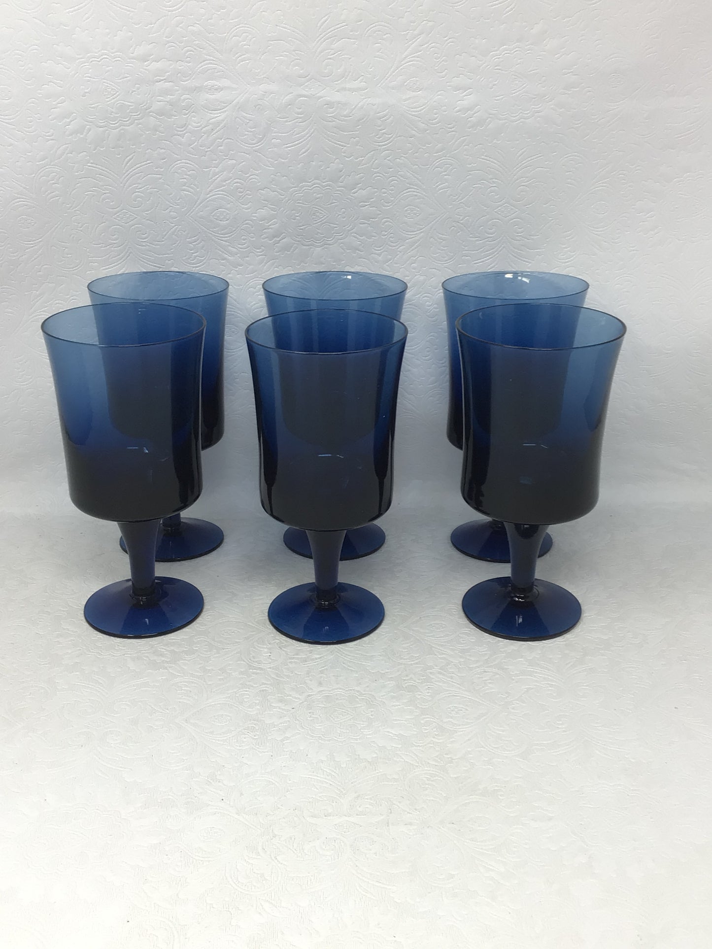 Set of 6 Vintage Denby Arabesque Blue Ice Glasses
