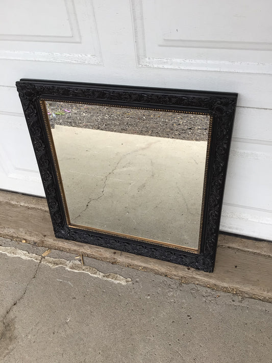 Square Black and Gold Mirror