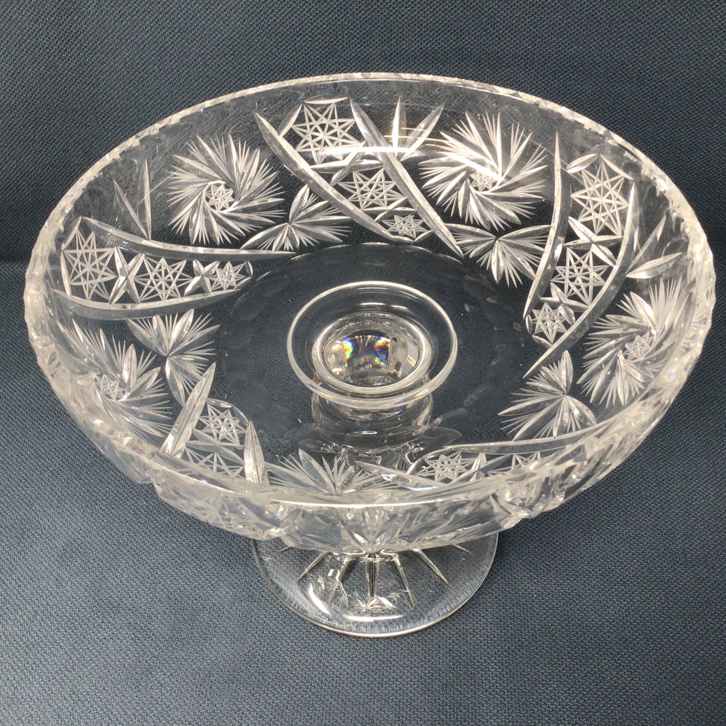 Large Cut Crystal Compote Bowl