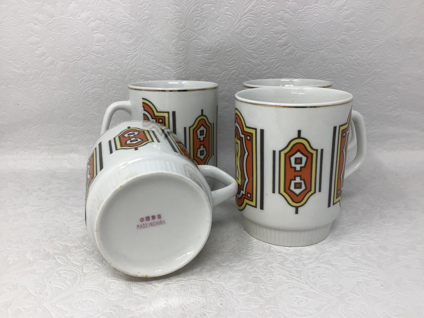 Set of Four Retro Mugs