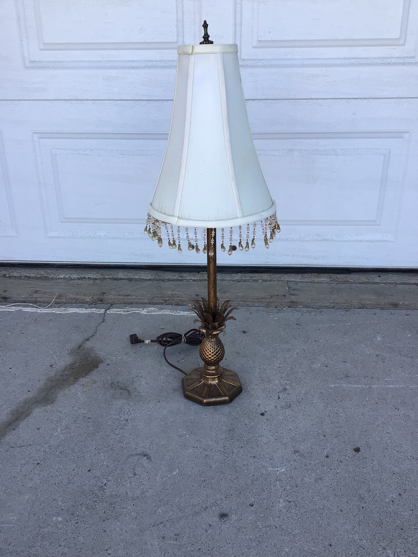 Pineapple Brass Lamp with Beaded Shade