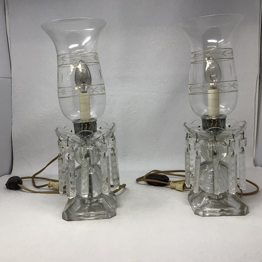 Vintage Crystal Hurricane Lamp