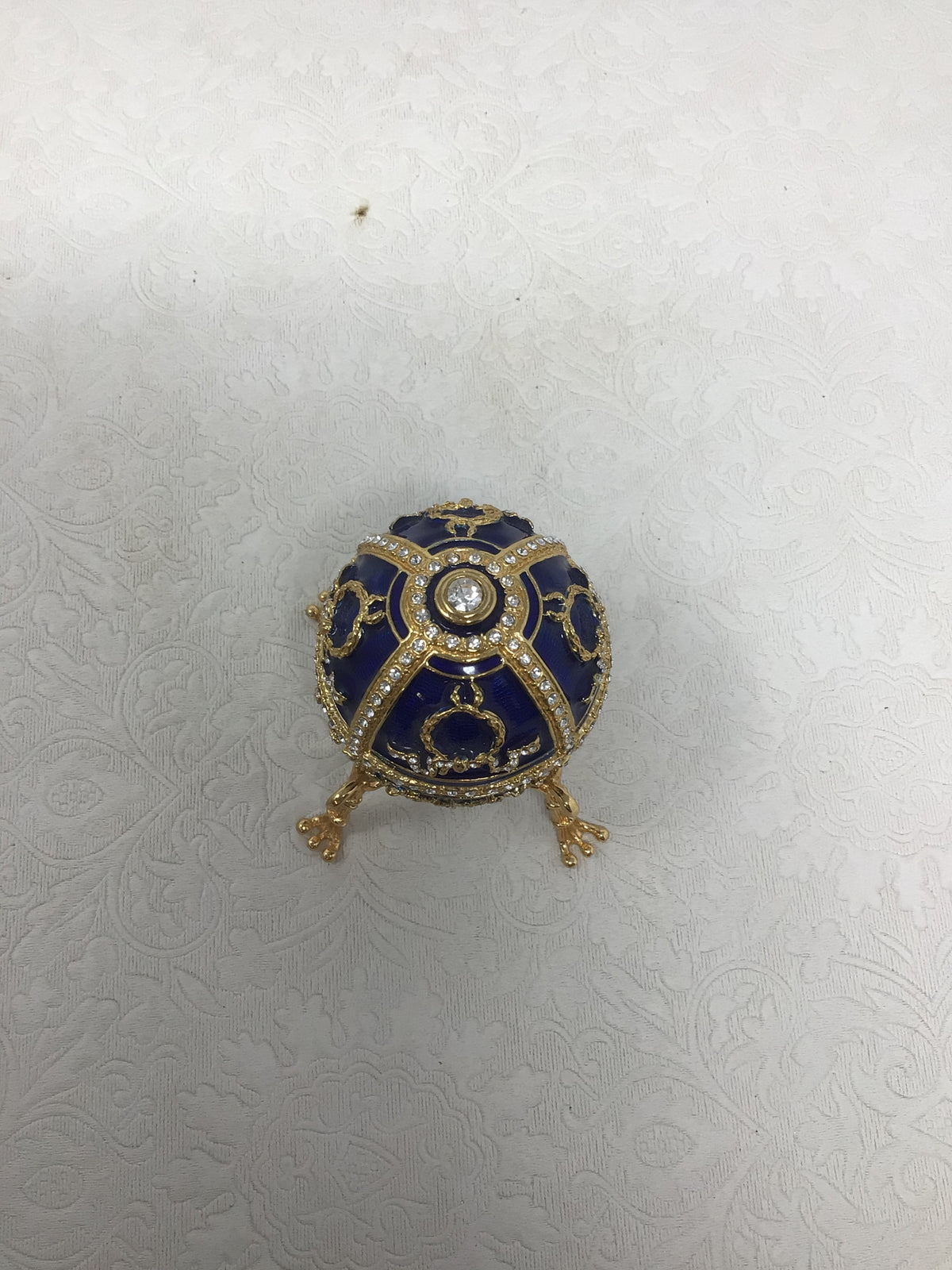 Blue and Gold Fabergé-Style Decorative Trinket Box