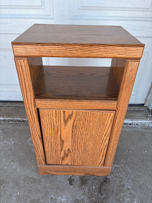 Wooden Nightstand with Shelf & Cabinet